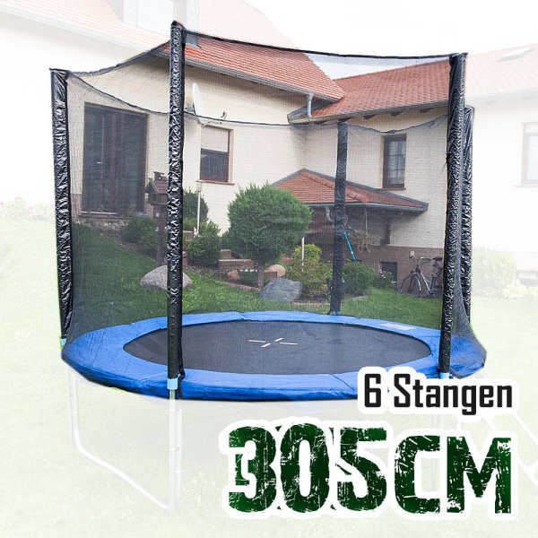 Sicherheitsnetz für 305cm Trampolin, ohne Pfosten für 6 Stangen