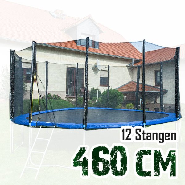 Sicherheitsnetz für 460cm Trampolin, ohne Pfosten für 12 Stangen