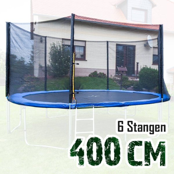 Sicherheitsnetz für 400cm Trampolin, ohne Pfosten für 6 Stangen